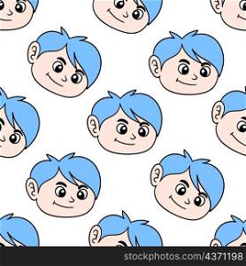 blue hair boy seamless pattern textile print