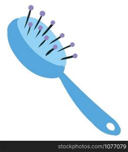 Blue hairbrush, illustration, vector on white background.