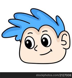 blue haired boy head emoticon