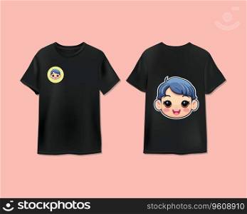 Blue-Haired Cartoon Character on Black T-Shirts