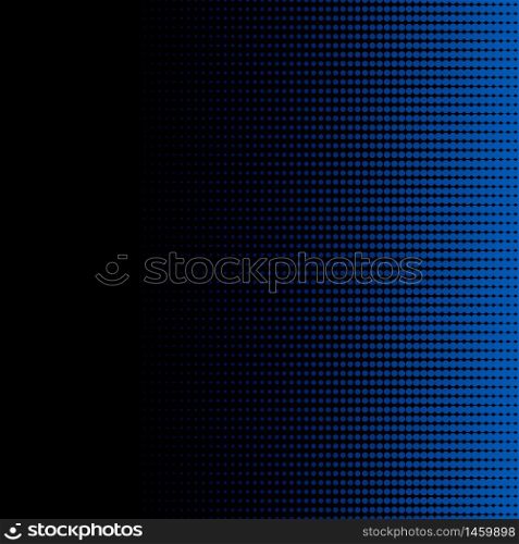 Blue halftone dots on black background and texture. Vector illustration