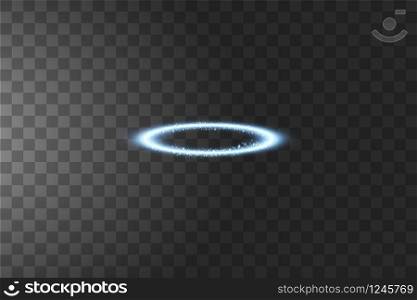 Blue halo angel ring. Isolated on black background, vector illustration.. Blue halo angel ring. Isolated on black background, vector illustration
