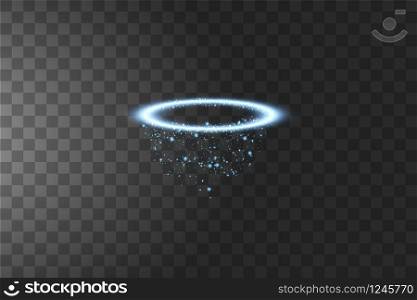 Blue halo angel ring. Isolated on black background, vector illustration.. Blue halo angel ring. Isolated on black background, vector illustration