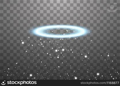 Blue halo angel ring. Isolated on black transparent background, vector illustration.. Blue halo angel ring. Isolated on black transparent background, vector illustration