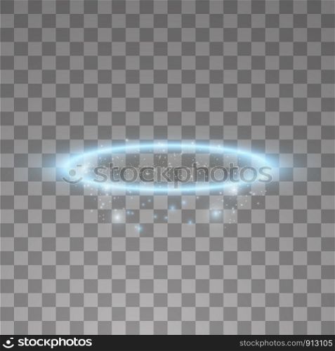 Blue halo angel ring. Isolated on black transparent background, vector illustration.. Blue halo angel ring. Isolated on black transparent background, vector illustration