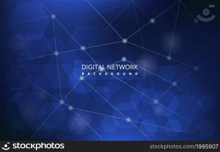 Blue Hexagon Digital Network Connection Internet Technology Background