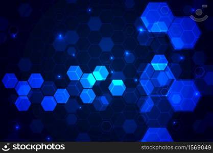 Blue hexagon pattern , Abstract technology background