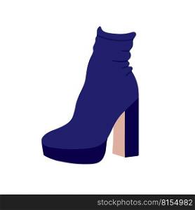 .Blue high-heeled boots. Winter or autumn shoes. Vector illustration in flat cartoon style. .Blue high-heeled boots. Winter or autumn shoes