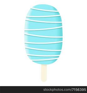 Blue ice cream Stick. one. blue and white icing with stripes and dressing Summer sweetmeat, holiday, Vector illustration. Confection, ripple, ice-cream, For decoration. For blog, web print label tag. Blue ice cream Stick. one. blue and white icing with stripes and dressing Summer sweetmeat,