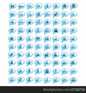 blue icons on blue speech bubbles - 80