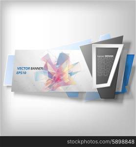 Blue Infographic banner, modern abstract banner design for infographics, business design and website template, origami styled vector illustration.