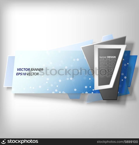 Blue Infographic banner, modern abstract banner design for infographics, business design and website template, origami styled vector illustration.