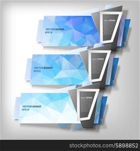 Blue Infographic banners, modern abstract banner design for infographics, business design and website templates, origami styled vector illustration.