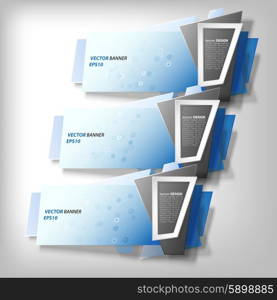 Blue Infographic banners, modern abstract banner design for infographics, business design and website templates, origami styled vector illustration.