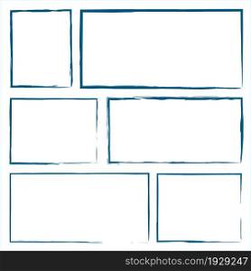 Blue ink rectangle outline set. Pen drawing. Abstract art design. Doodle style. Vector illustration. Stock image. EPS 10.. Blue ink rectangle outline set. Pen drawing. Abstract art design. Doodle style. Vector illustration. Stock image.
