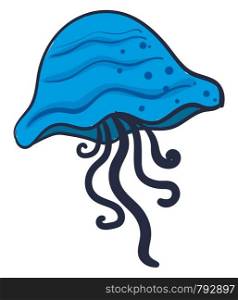 Blue jellyfish, illustration, vector on white background.