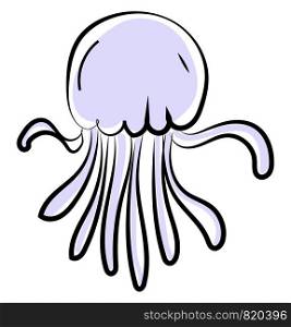 Blue jellyfish, illustration, vector on white background.
