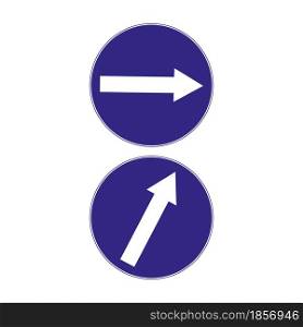 Blue keep right sign set. Arrow sign. Regulation concept. Traffic laws. Road signposts. Vector illustration. Stock image. EPS 10.. Blue keep right sign set. Arrow sign. Regulation concept. Traffic laws. Road signposts. Vector illustration. Stock image.