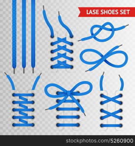 Blue Lace Shoes Icon Set. Blue lace shoes icon set with transparent background for creating presentation and sites vector illustration