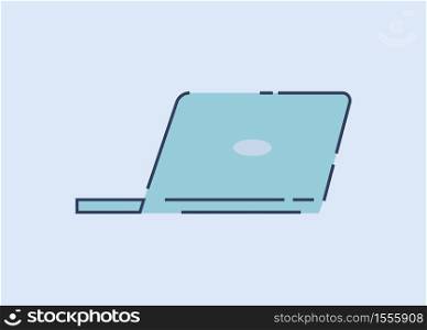 Blue laptop semi flat RGB color vector illustration. Wireless technology, modern notebook. Electronic device for remote education. Portable computer isolated cartoon object on blue background. Blue laptop semi flat RGB color vector illustration