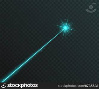 Blue laser beam light effect isolated on transparent background. turquoise neon light ray with sparkles.. Blue laser beam light effect isolated on transparent background.
