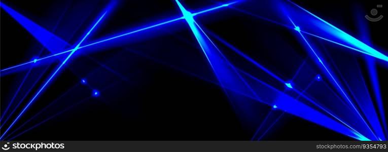 Blue laser show light beam effect for disco party vector background. Nightclub abstract bright ray with sparkle, blink and glow border. Entertainment arena festival or concert lighten texture. Blue laser show light beam effect for disco party