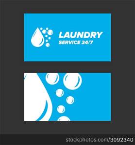 Blue Laundry Service Business card two sides template. Blue Laundry Service Business card