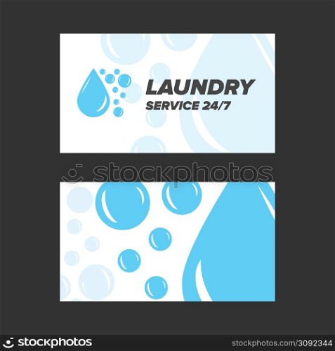 Blue Laundry Service Business card two sides template. Blue Laundry Service Business card