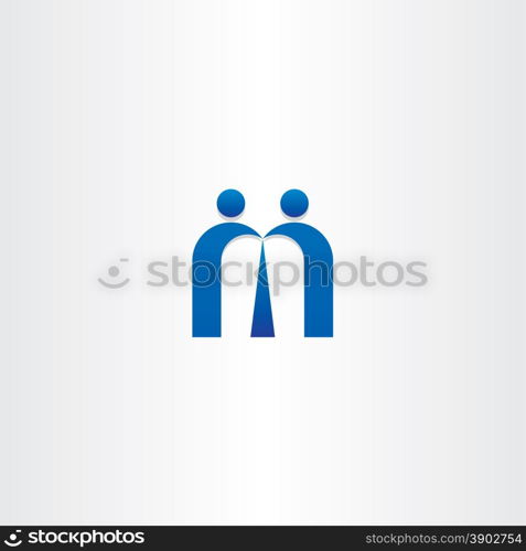 blue letter m people business icon design