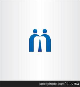 blue letter m people business icon design