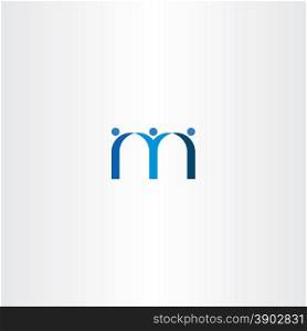 blue letter m people friends icon design