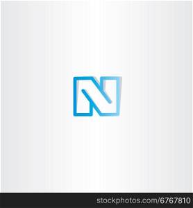 blue letter n line logo design sign