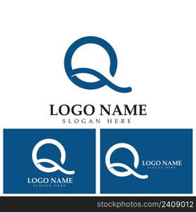 blue letter q logo template vector