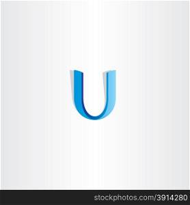 blue letter u ribbon vector icon design element