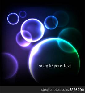 Blue light effects on round placeholder for your text on dark background. EPS10