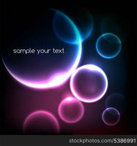 Blue light effects on round placeholder for your text on dark background. EPS10