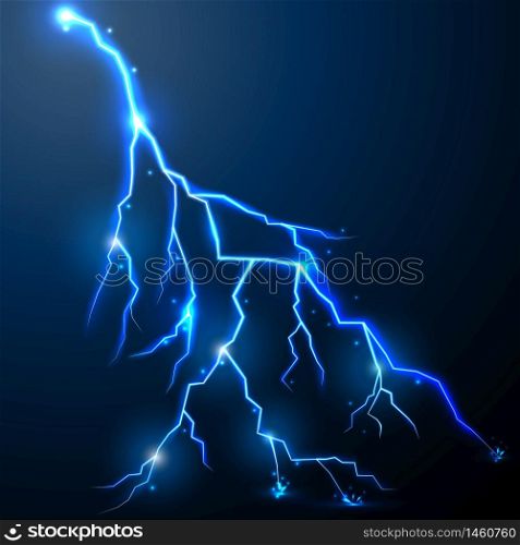 Blue Lightning with a black background.Vector