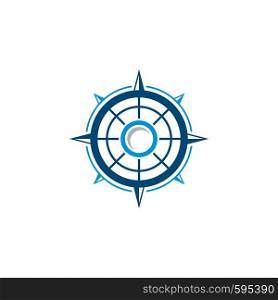 Blue Line Compass Rose Logo Template
