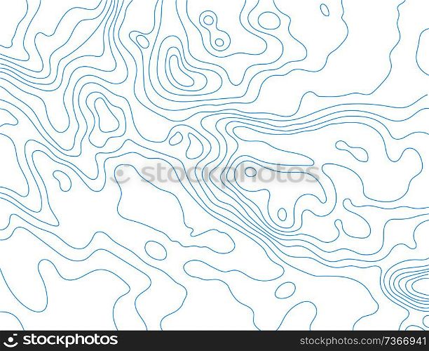 Blue lines of the relief map on a white background. Vector illustration .. Blue lines of the relief map .