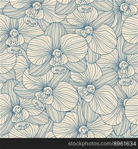 Blue lines orchid seamless pattern vector image