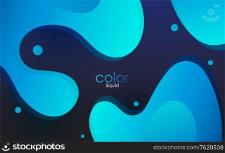 Blue liquid organic shape. Moving colorful abstract background. Dynamic Effect. Vector Illustration. Design Template for poster and cover.. Moving colorful abstract background. Dynamic Effect. Vector Illustration. Design Template.