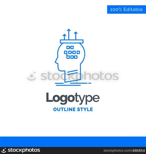 Blue Logo design for Algorithm, brain, conclusion, process, thinking. Business Concept Brand Name Design and Place for Tagline. Creative Company Logo Template. Blue and Gray Color logo design 100% Editable Template.
