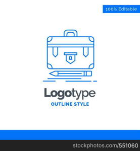 Blue Logo design for briefcase, business, financial, management, portfolio. Business Concept Brand Name Design and Place for Tagline. Creative Company Logo Template. Blue and Gray Color logo design 100% Editable Template.