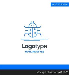 Blue Logo design for Bug, bugs, insect, testing, virus. Business Concept Brand Name Design and Place for Tagline. Creative Company Logo Template. Blue and Gray Color logo design 100% Editable Template.