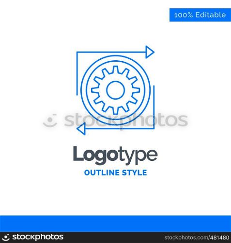 Blue Logo design for Business, gear, management, operation, process. Business Concept Brand Name Design and Place for Tagline. Creative Company Logo Template. Blue and Gray Color logo design 100% Editable Template.