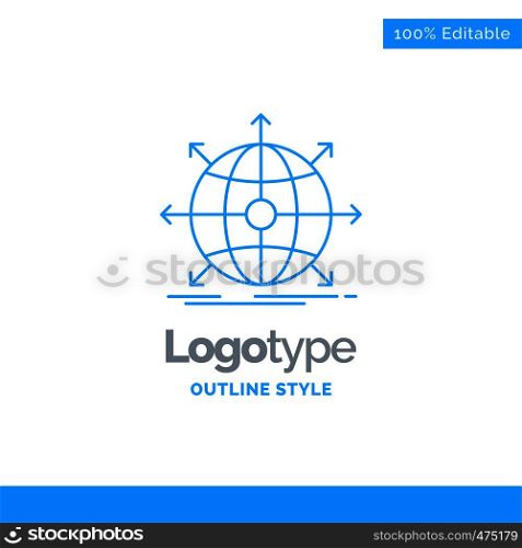 Blue Logo design for business, global, international, network, web. Business Concept Brand Name Design and Place for Tagline. Creative Company Logo Template. Blue and Gray Color logo design 100% Editable Template.