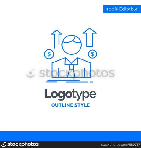 Blue Logo design for Business, man, avatar, employee, sales man. Business Concept Brand Name Design and Place for Tagline. Creative Company Logo Template. Blue and Gray Color logo design 100% Editable Template.