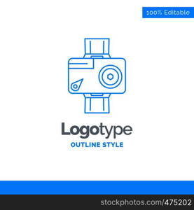 Blue Logo design for camera, action, digital, video, photo. Business Concept Brand Name Design and Place for Tagline. Creative Company Logo Template. Blue and Gray Color logo design 100% Editable Template.