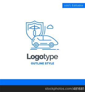 Blue Logo design for car, hand, insurance, transport, safety. Business Concept Brand Name Design and Place for Tagline. Creative Company Logo Template. Blue and Gray Color logo design 100% Editable Template.