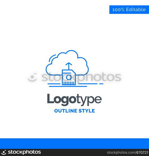 Blue Logo design for cloud, upload, save, data, computing. Business Concept Brand Name Design and Place for Tagline. Creative Company Logo Template. Blue and Gray Color logo design 100% Editable Template.